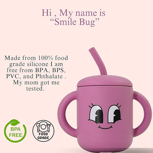 Meet the Moodies Silicone Sippy Cup with Straw & Handles – Purple