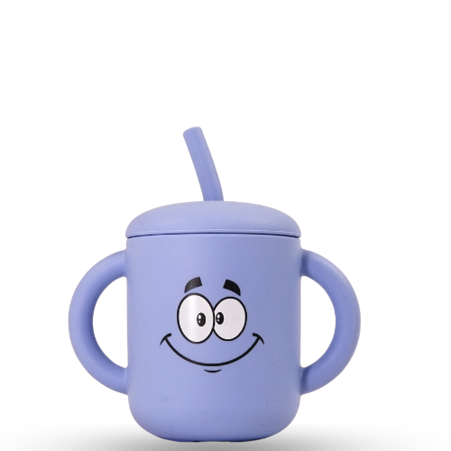 Meet the Moodies Silicone Sippy Cup with Straw & Handles – Blue