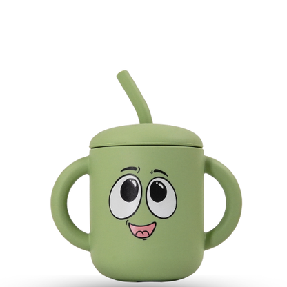 Meet the Moodies Silicone Sippy Cup with Straw & Handles – (Innocent Green)