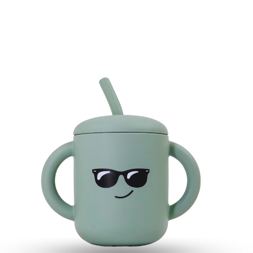 Meet the Moodies Silicone Sippy Cup with Straw & Handles –sage