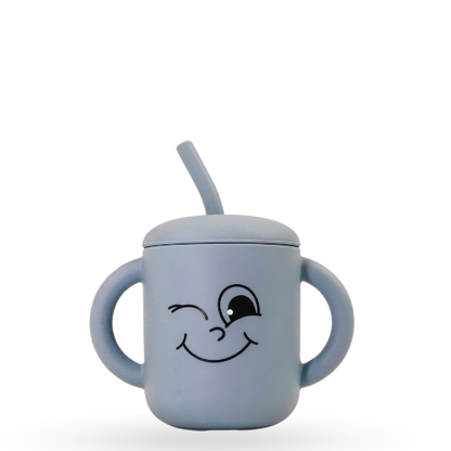 Meet the Moodies Silicone Sippy Cup with Straw & Handles –  Winky Grey