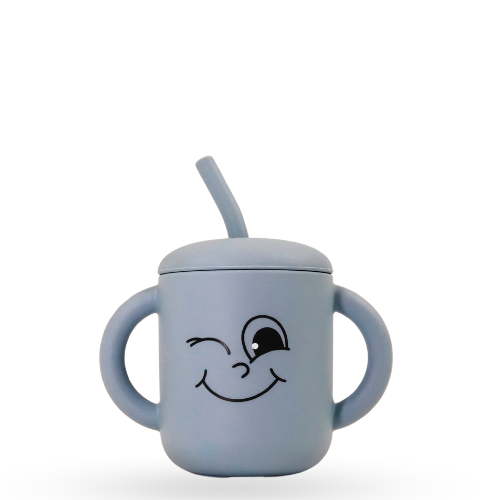 Meet the Moodies Silicone Sippy Cup with Straw & Handles –  Winky Grey