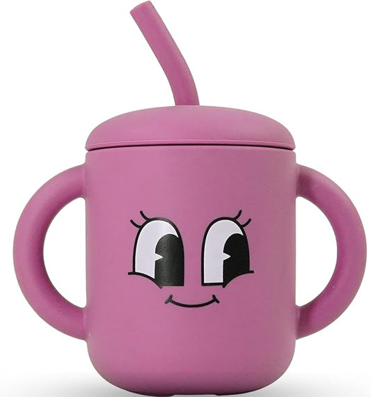 Meet the Moodies Silicone Sippy Cup with Straw & Handles – BPA-Free, Leak-Proof Toddler Training Cup (6+ Months)