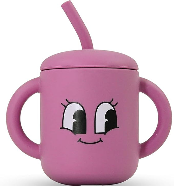 Meet the Moodies Silicone Sippy Cup with Straw & Handles – BPA-Free, Leak-Proof Toddler Training Cup (6+ Months)