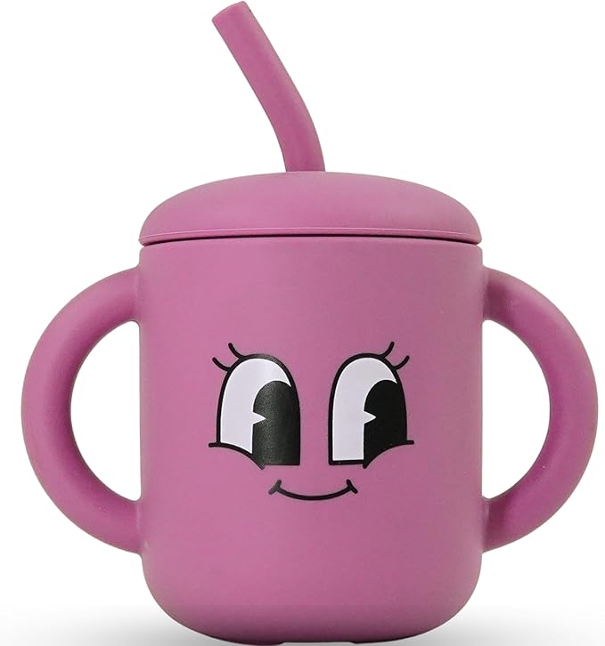 Meet the Moodies Silicone Sippy Cup with Straw & Handles – BPA-Free, Leak-Proof Toddler Training Cup (6+ Months)
