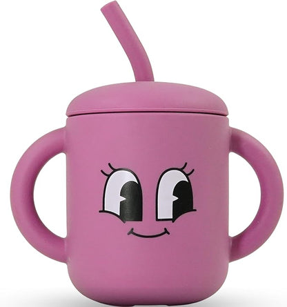 Meet the Moodies Silicone Sippy Cup with Straw & Handles – BPA-Free, Leak-Proof Toddler Training Cup (6+ Months)