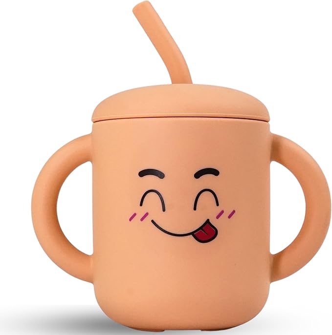 Meet the Moodies Silicone Sippy Cup with Straw & Handles – BPA-Free, Leak-Proof Toddler Training Cup (6+ Months) - 5 Cups Bundle