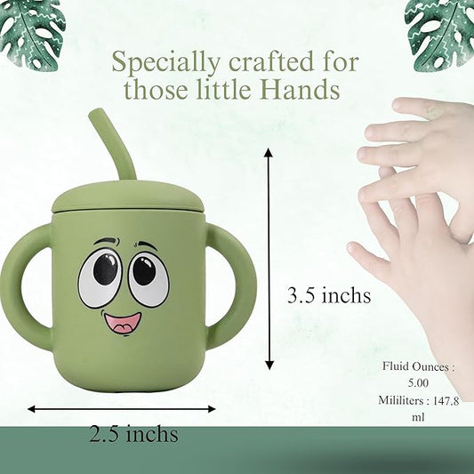 Meet the Moodies Silicone Sippy Cup with Straw & Handles – BPA-Free, Leak-Proof Toddler Training Cup (6+ Months)