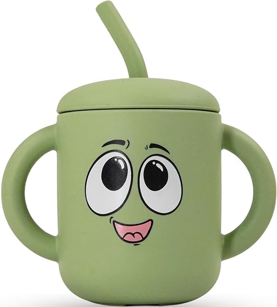 Meet the Moodies Silicone Sippy Cup with Straw & Handles – BPA-Free, Leak-Proof Toddler Training Cup (6+ Months)
