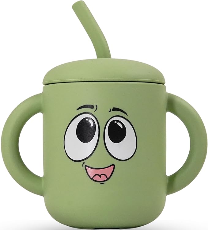 Meet the Moodies Silicone Sippy Cup with Straw & Handles – BPA-Free, Leak-Proof Toddler Training Cup (6+ Months) - 5 Cups Bundle