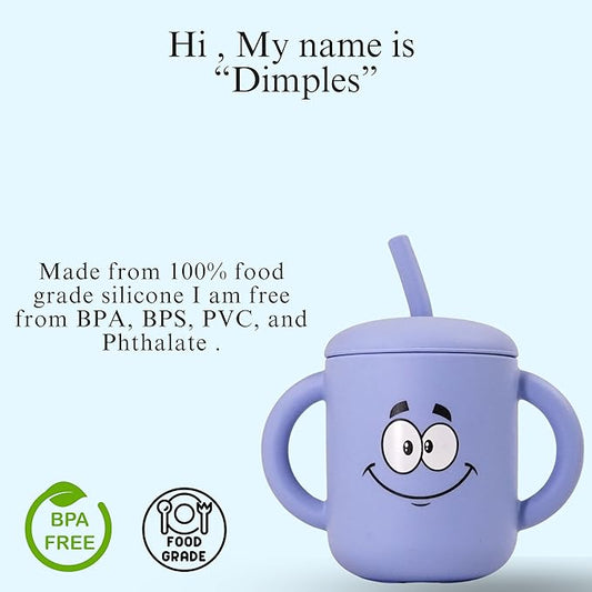 Meet the Moodies Silicone Sippy Cup with Straw & Handles – BPA-Free, Leak-Proof Toddler Training Cup (6+ Months)