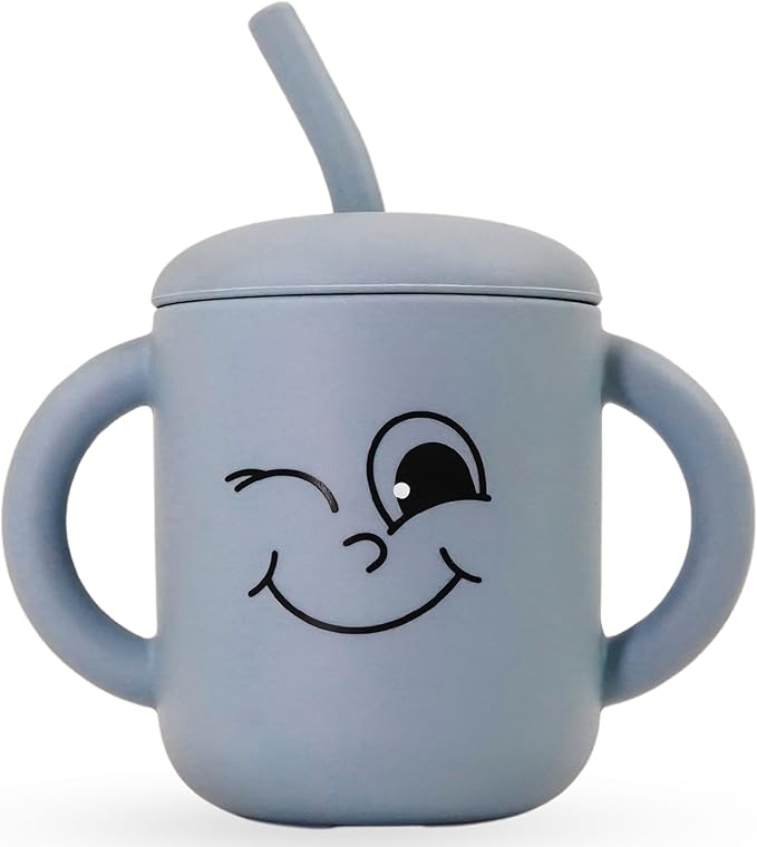 Meet the Moodies Silicone Sippy Cup with Straw & Handles – BPA-Free, Leak-Proof Toddler Training Cup (6+ Months) - 5 Cups Bundle