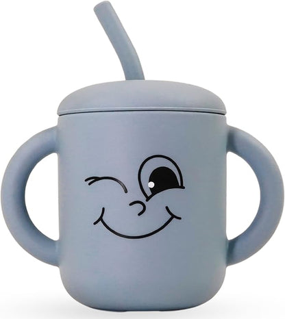 Meet the Moodies Silicone Sippy Cup with Straw & Handles – BPA-Free, Leak-Proof Toddler Training Cup (6+ Months) - 5 Cups Bundle