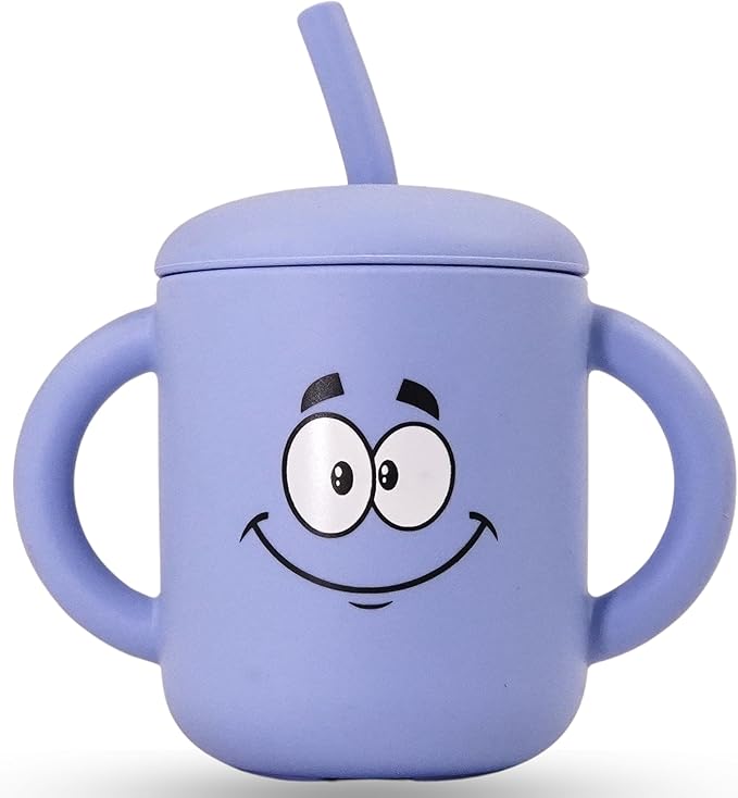 Meet the Moodies Silicone Sippy Cup with Straw & Handles – BPA-Free, Leak-Proof Toddler Training Cup (6+ Months) - 5 Cups Bundle