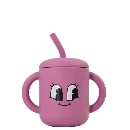Meet the Moodies Silicone Sippy Cup with Straw & Handles – Purple