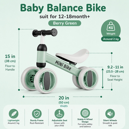 Baby Balance Bike ( Berry Green )
