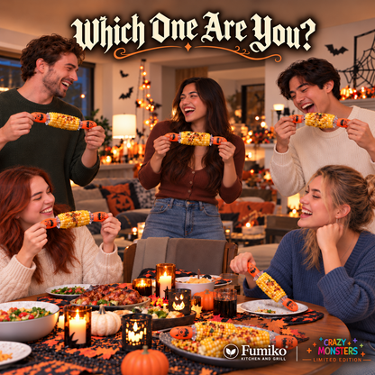 Fumiko Crazy Monsters limited edition corn holders at a Halloween dinner